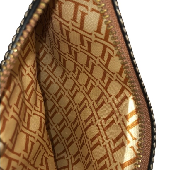 Tignanello Leather Two Tone Shoulder Bag Brown Black Double Handle Zip Pocket - Picture 8 of 8